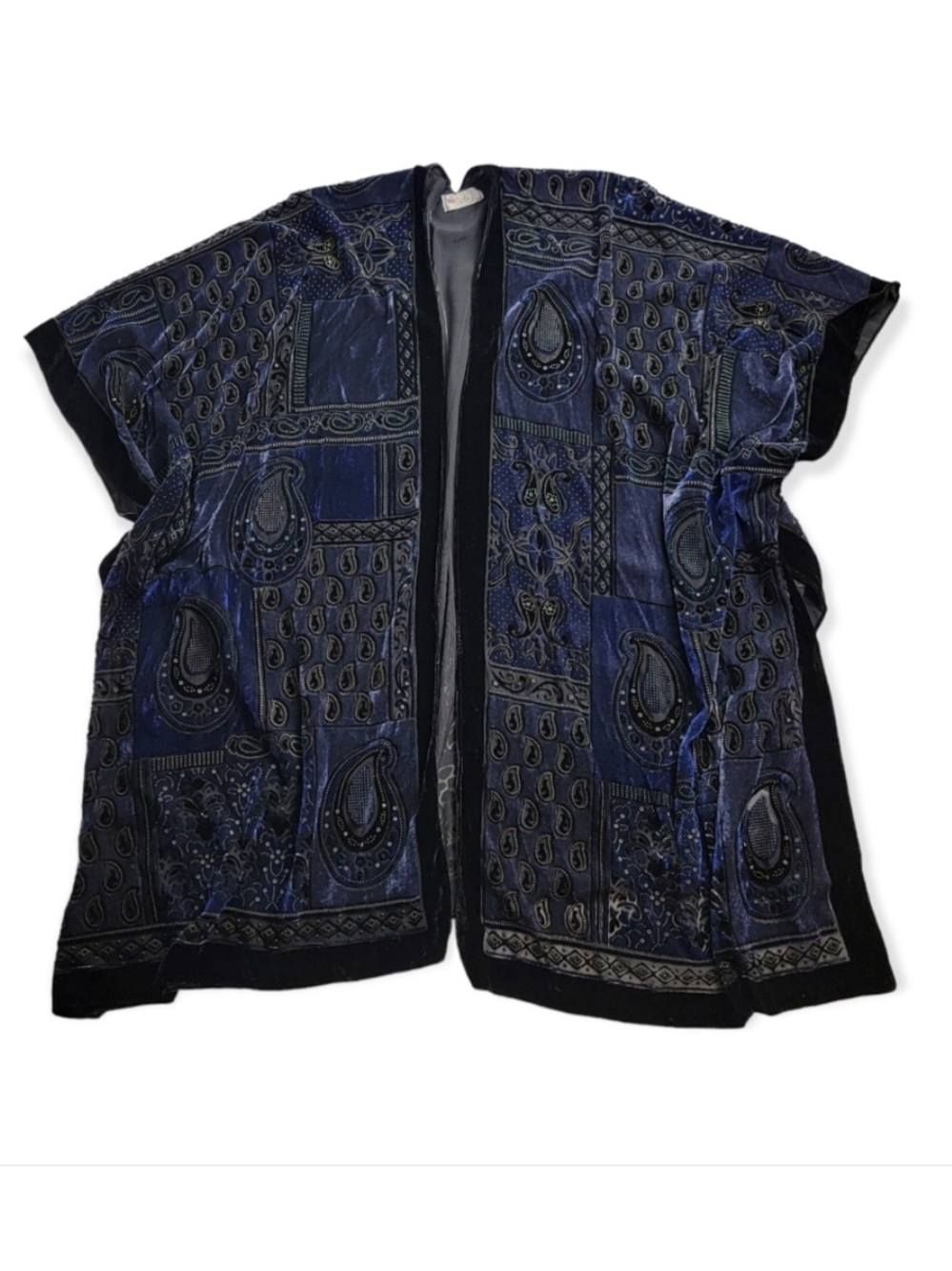 Free People Velvet Burnout Floral Kimono Stevie Nicks Dark Boho Festival Open - Picture 4 of 9